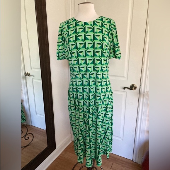 Donna Morgan Jewel Neck Bias Slip Dress with Short Ruched Sleeve and back zipper - Picture 5 of 8